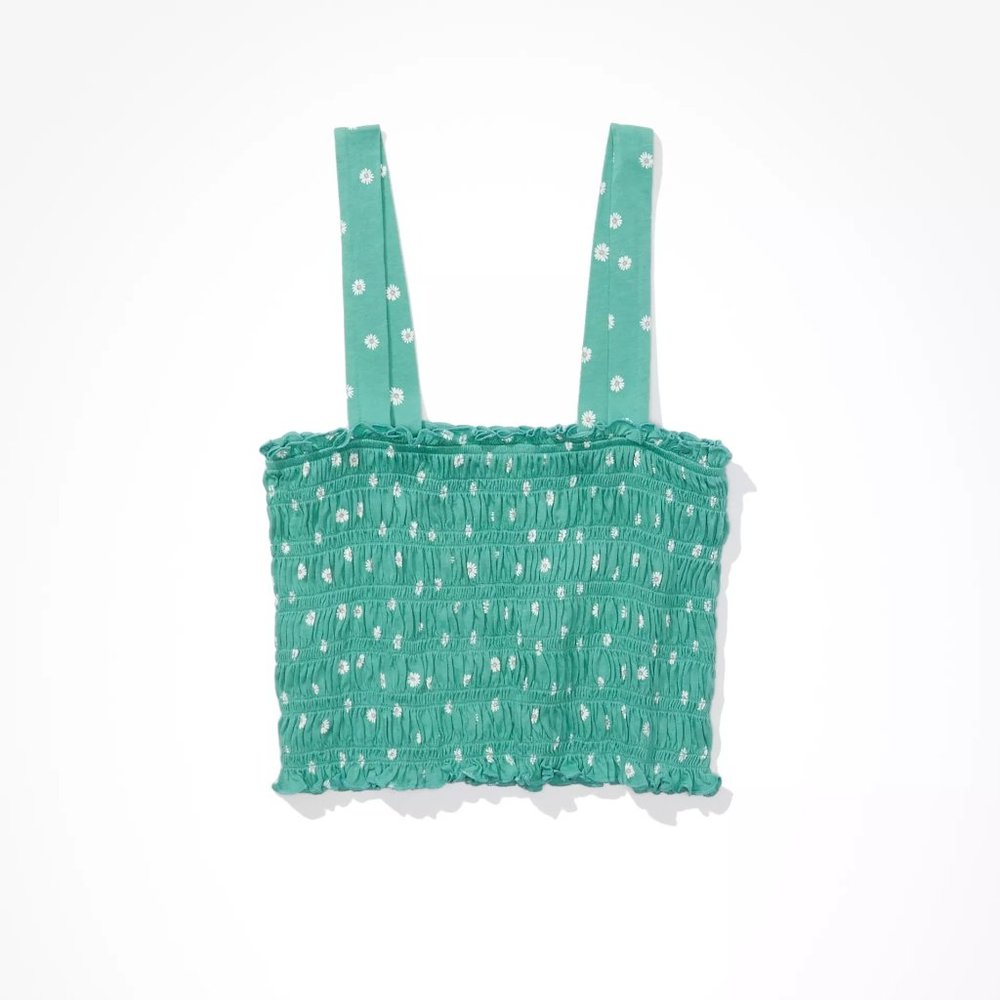 American Eagle Cropped Smocked Tank Top
